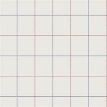Blue, Red, White Skinny Lined Ginham Wallpaper