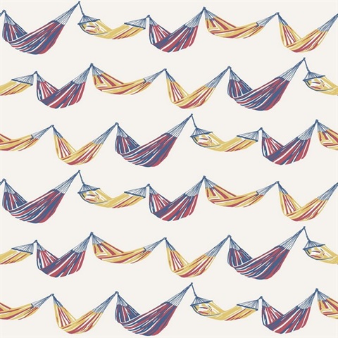 Blue, Red, White & Yellow Coastal Seabreeze Hammocks Wallpaper
