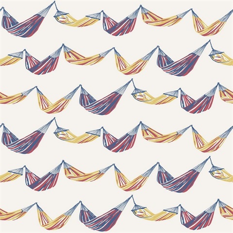 Blue, Red, White & Yellow Coastal Seabreeze Hammocks Wallpaper