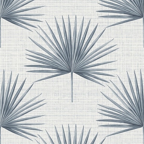 Blue Richmond Palm Faux Grasscloth Wallpaper