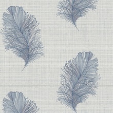 Blue Roland Leaf Faux Grasscloth Wallpaper