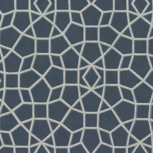 Blue Sculptural Web Trellis Wallpaper