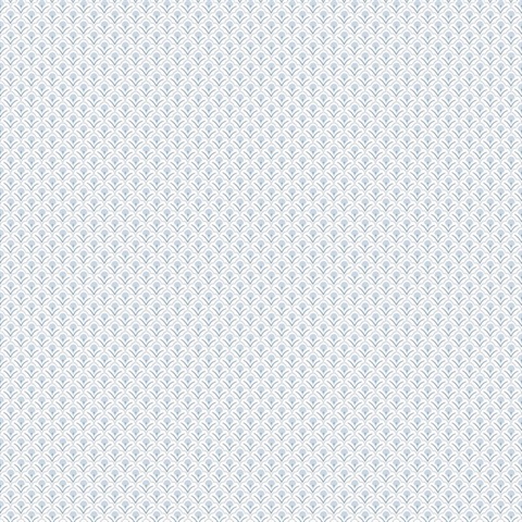 Blue Secret Floral Mini Scallop Wallpaper