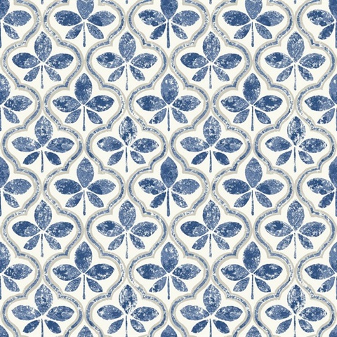 Blue Sevilla Floral Damask Wallpaper