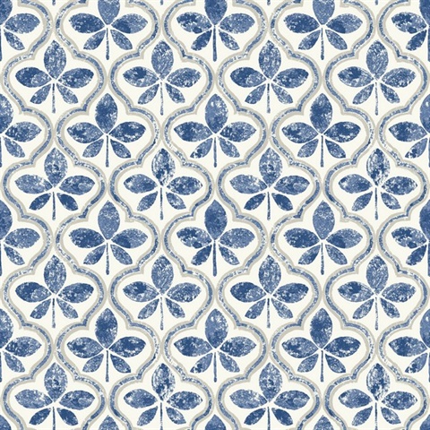 Blue Sevilla Floral Damask Wallpaper