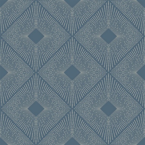 Blue & Silver Art Deco Diamond Wallpaper