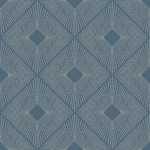 Blue & Silver Art Deco Diamond Wallpaper