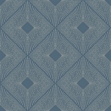 Blue &amp; Silver Art Deco Diamond Wallpaper