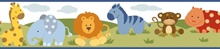 Blue Simba White Jungle Safari Cartoons Border