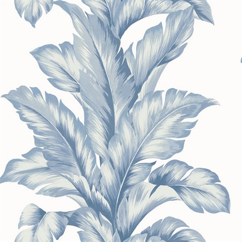 Blue Skies Vertical Banana Leaf Wallpaper