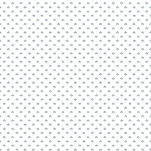 Blue Small Tri Leaf Pattern Wallpaper