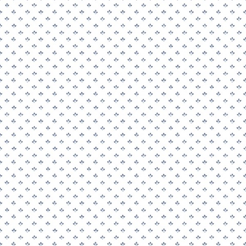 Blue Small Tri Leaf Pattern Wallpaper
