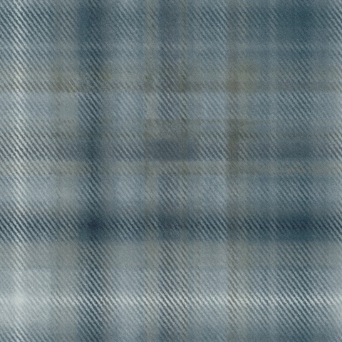 Blue Sterling Flannel Woolen Plaid Wallpaper