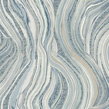 Blue Streaming Marble Vertical Swirl Wallpaper
