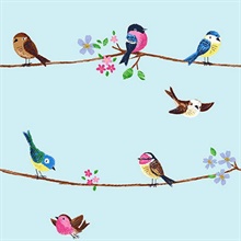 Blue Sweet Tweet Cute Bird&#39;s On A Wire Wallpaper