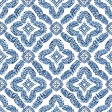 Blue Talia Botanical Medallion Wallpaper
