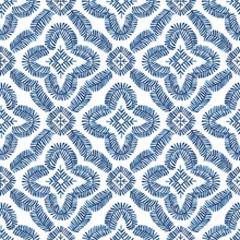 Blue Talia Botanical Medallion Wallpaper