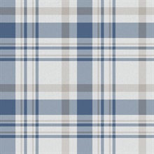 Blue & Taupe Country Plaid Wallpaper