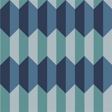 Blue & Turquoise Charleston 3D Geometric Wallpaper