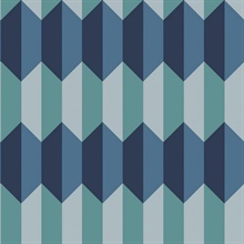 Blue & Turquoise Charleston 3D Geometric Wallpaper