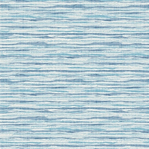 Blue Wave Horizontal Stringcloth Watercolor Wallpaper