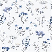 Blue & White Botanical Wallpaper
