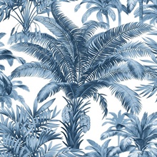 Blue & White Charleston Palm Tree Wallpaper