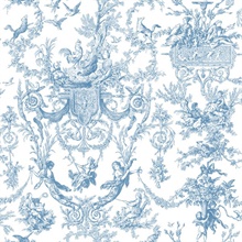 Blue & White Classic French Countryside Toile Wallpaper