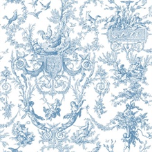 Blue &amp; White Classic French Countryside Toile Wallpaper