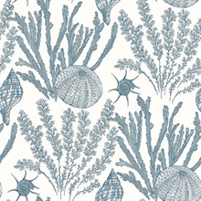 Blue & White Commercial Coral Wallpaper