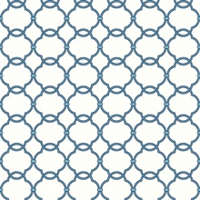 Blue & White Commercial Linked Trellis Wallpaper