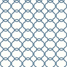 Blue & White Commercial Linked Trellis Wallpaper
