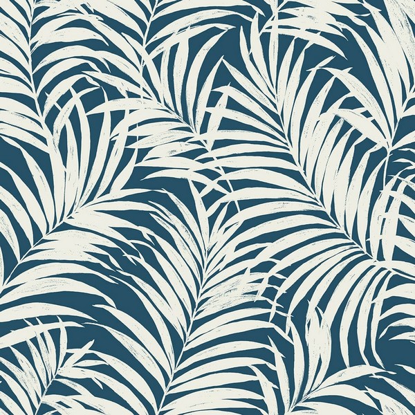 Blue & White Commercial Tropical Palm Leaves Wallpaper | Blue Tropical