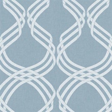 Blue &amp; White Dante Ribbon Wallpaper