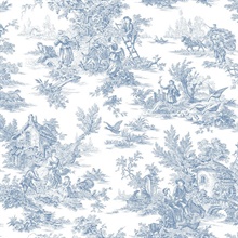 Blue & White French Countryside Toile Wallpaper
