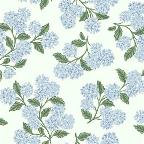 Blue & White Hydrangea Floral Rifle Paper Wallpaper