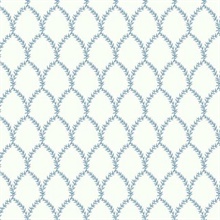 Blue & White Laurel Floral Lattice Rifle Paper Wallpaper