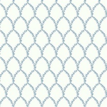 Blue &amp; White Laurel Floral Lattice Rifle Paper Wallpaper