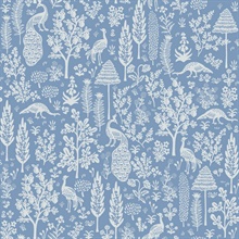 Blue & White Menagerie Toile Wallpaper