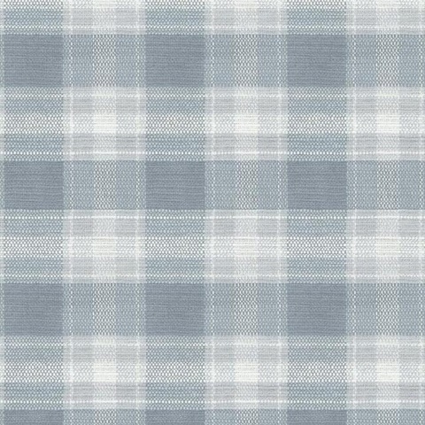Blue Woven Buffalo Check Plaid Wallpaper