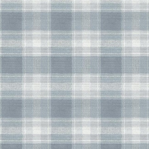 Blue Woven Buffalo Check Plaid Wallpaper