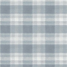 Blue Woven Buffalo Check Plaid Wallpaper