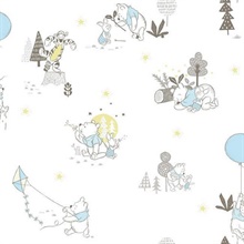 Blue & Yellow Disney Winnie the Pooh Playmates Wallpaper