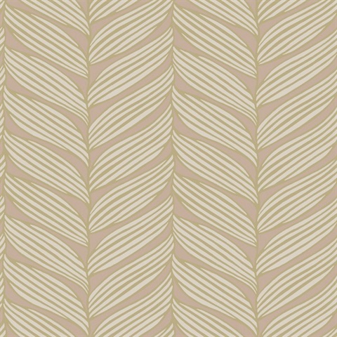Blush & Gold Large Braided Leaf Wallpaper