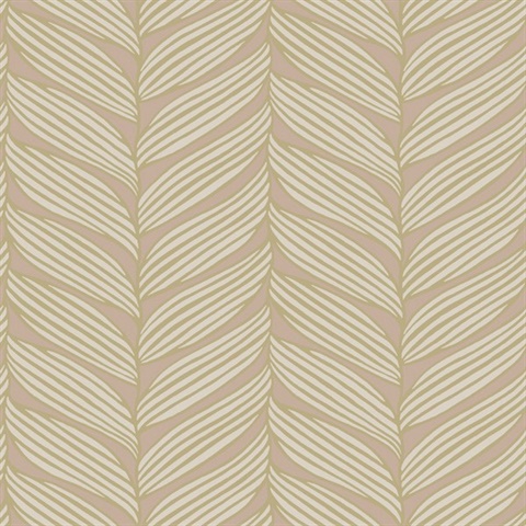 Blush & Gold Large Braided Leaf Wallpaper