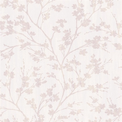 Blush Pink Branches & Leaf Silhouette  Wallpaper