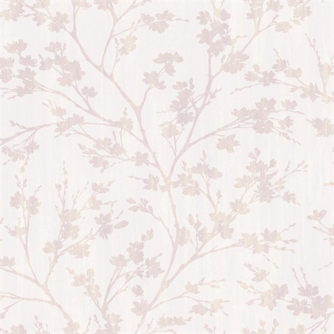Blush Pink Branches & Leaf Silhouette  Wallpaper