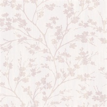 Blush Pink Branches &amp; Leaf Silhouette  Wallpaper