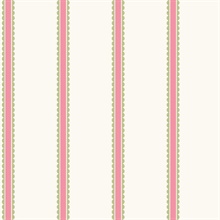 Bobbin Stripe Fuchsia Scalloped Wallpaper