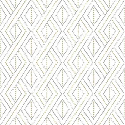 Boho Grid Geometric Argos Grey & Yellow Peel and Stick Wallpaper